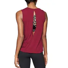 Женский Повседневный Топ с круглым вырезом без рукавов с дырками на спине для фитнеса, летний топ для йоги