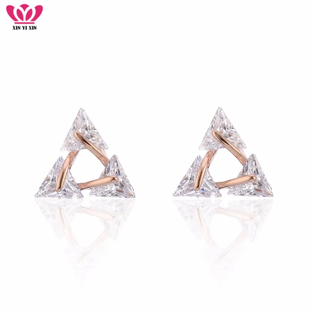 

Clear Cubic Zirconia Triangle Stud Earrings Cubic Stone Geometric Earring For Women Party Engagement Wedding Jewelry Gift Hot
