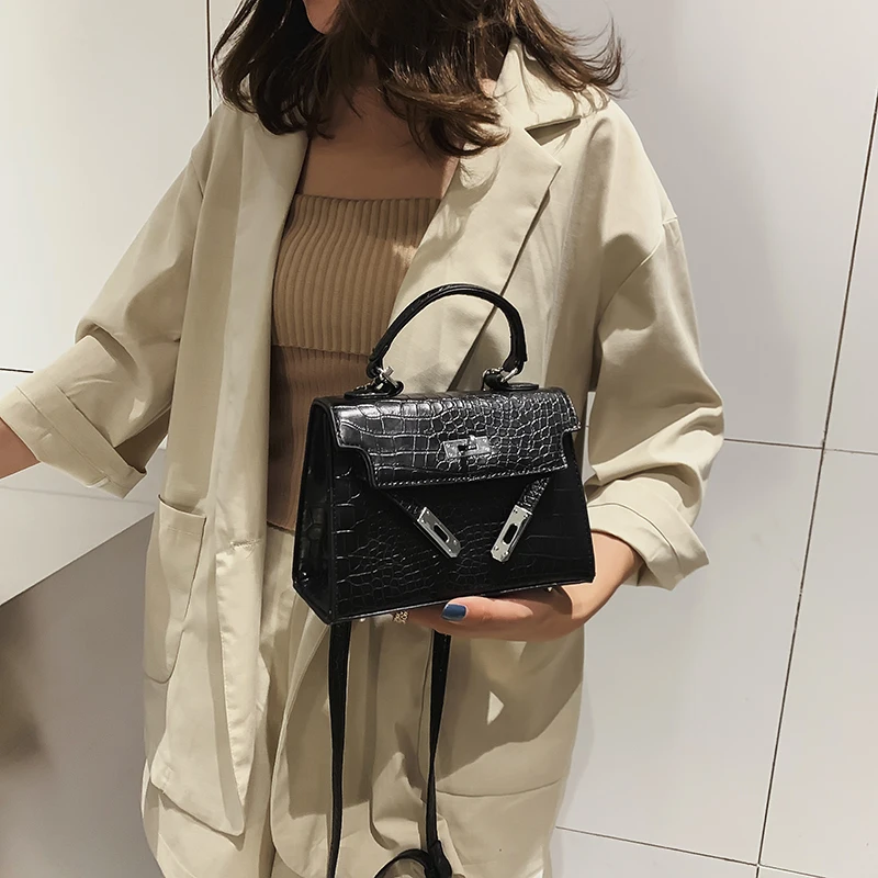 الأزياء التمساح نمط المرأة حقيبة يد مشبك مربع حقيبة كتف السيدات Crossbody حقيبة ساعي الفاخرة النساء أكياس مصمم كيس