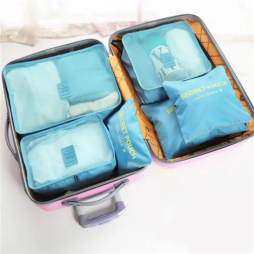 sky blue Июля песня 6 шт./компл. дорожные сумки Чемодан мешок с застежкой-молнией Портативный Органайзер Водонепроницаемый чехол сумка дропшиппинг - Цвет: sky blue