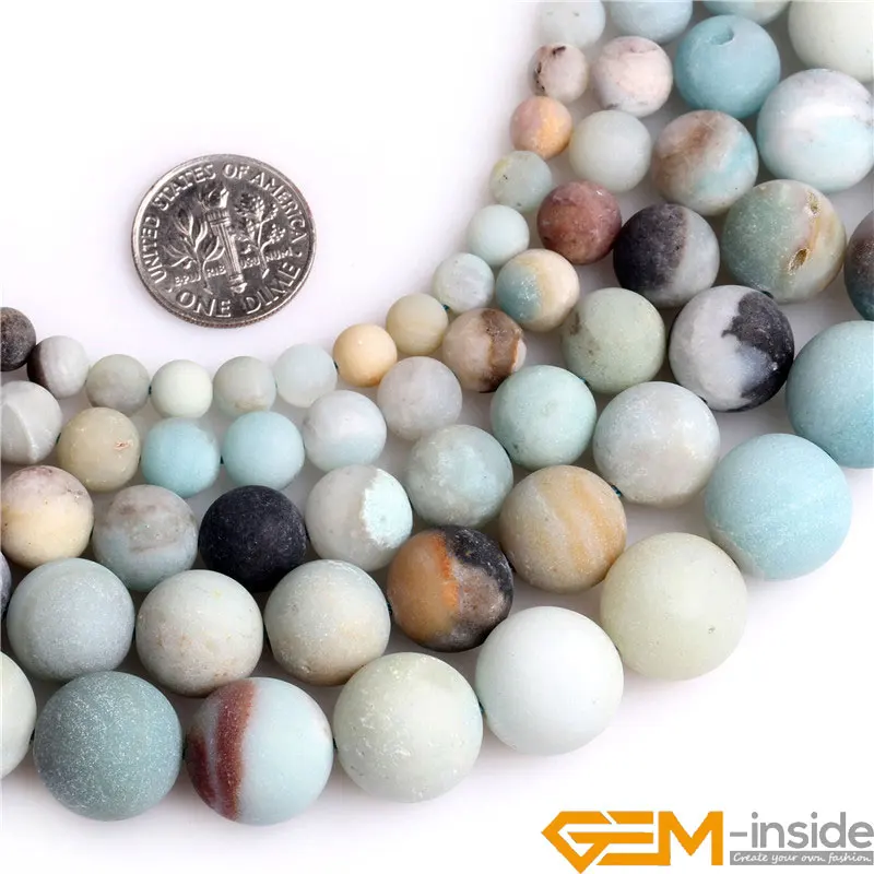 천연석 멀티 컬러 Amazonite 보석 라운드 프로스트 루즈 비즈 쥬얼리 만들기 스트랜드 15 인치 목걸이 팔찌
