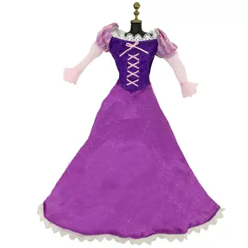 

1 Pcs High Quality Fairy Tale Dress Copy Tangled Princess Purple Bowknot Skirt Clothes For 17'' Doll Accessories Kids DIY