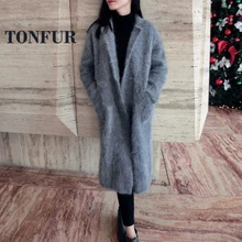 Настоящее Норковое кашемировое длинное пальто из натуральной норки кашемировый свитер теплый на заказ большой размер натуральный мех норки X Длинные кардиганы DFP902