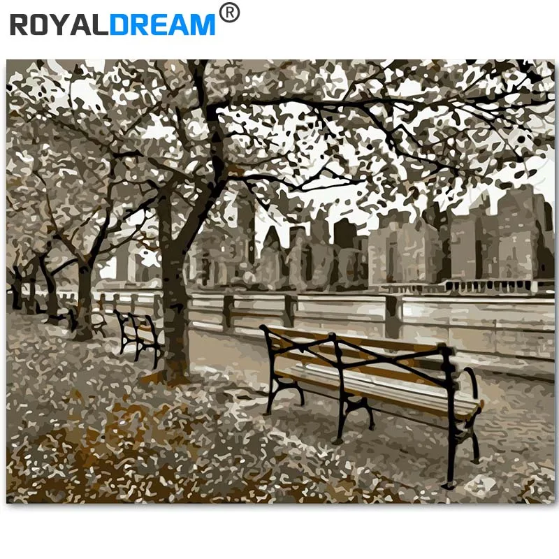 Royaldream Riverside Bench Landscape Diy Painting By Numbers Kits