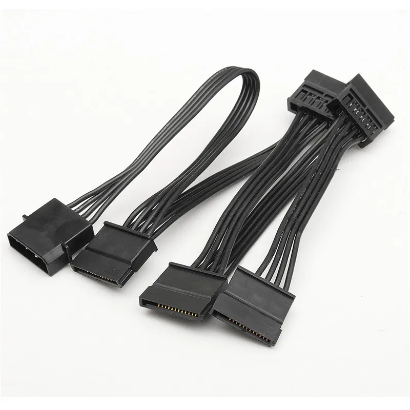 عالية الجودة 4pin ide موليكس pc الكمبيوتر القرص الصلب الإناث 1 إلى 5 sata الخائن امدادات الطاقة محول تحويل كابل الحبل الأسود