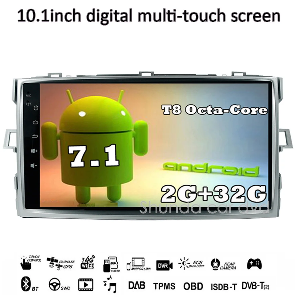 SHUNDA HD 8 дюймов Android 7 1 T8 2G 32G для Toyota Verso 2016 автомобильный dvd-плеер с 3g 4G gps wifi Радио