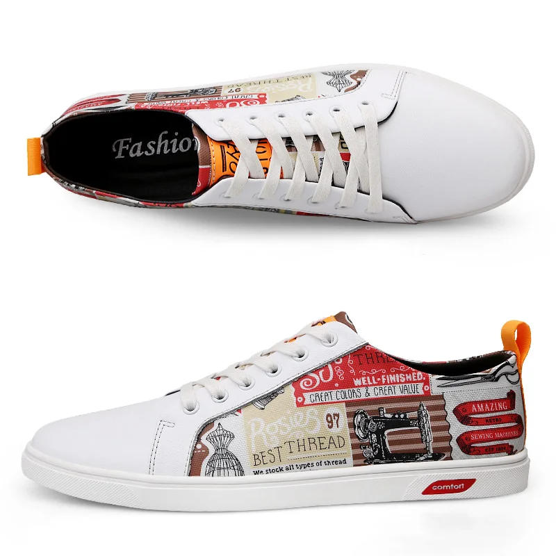 

Designer Shoes Men Luxury 2019 Fashionable Men Casual Shoes Colorful Retro Leather Sneakers Flat British Trendy Casual Footwear