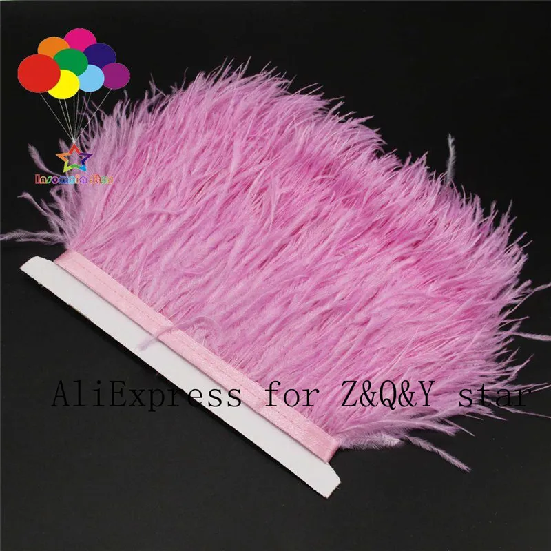 

Z&Q&Y natural quality ostrich hair dyed purple pink made cloth edge performance clothing accessories DIY craft feather