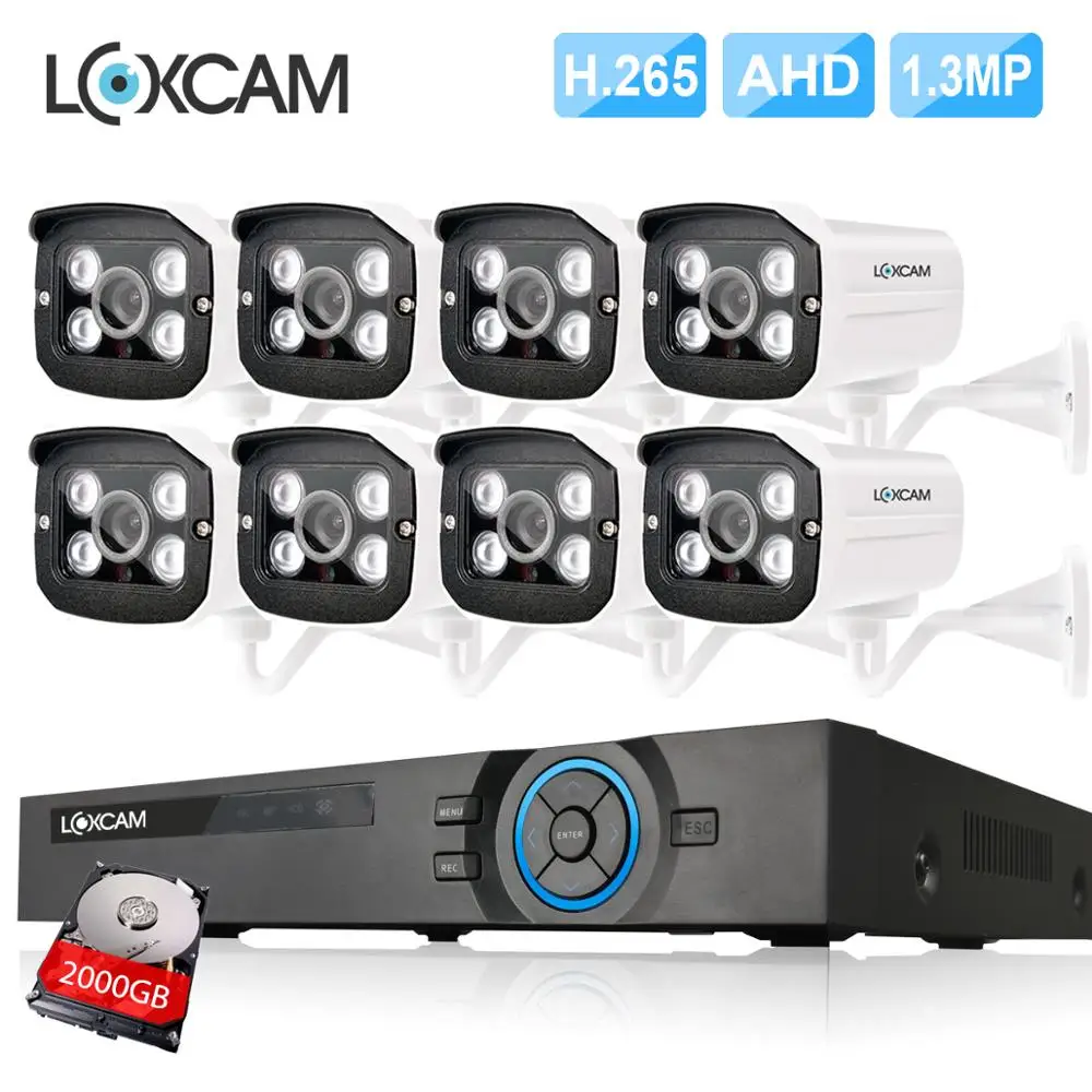 LOXCAM h.265 8CH HDMI 1080P dvr комплект 8X960P Металл IP66 Водонепроницаемая наружная камера 1.3mp CCTV система видеонаблюдения комплект видеонаблюдения