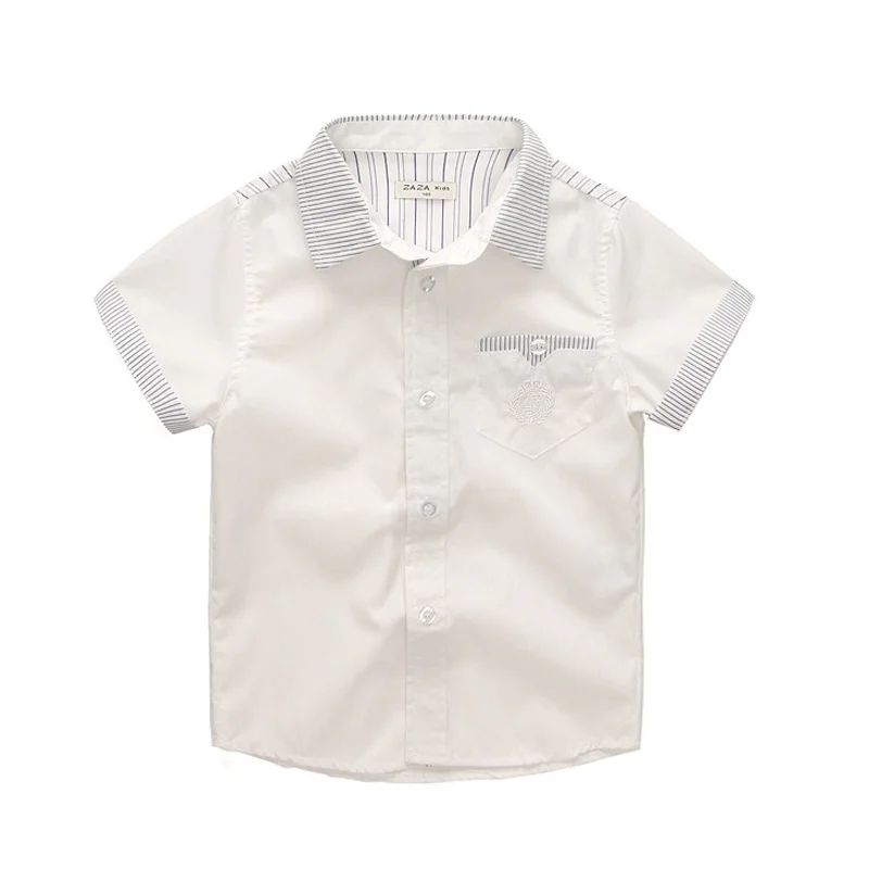 

Boys Shirts 2018 Summer Turn-down Collar Children Cotton White Shirts For Boy Short Sleeve Kids Casual Tops BC109