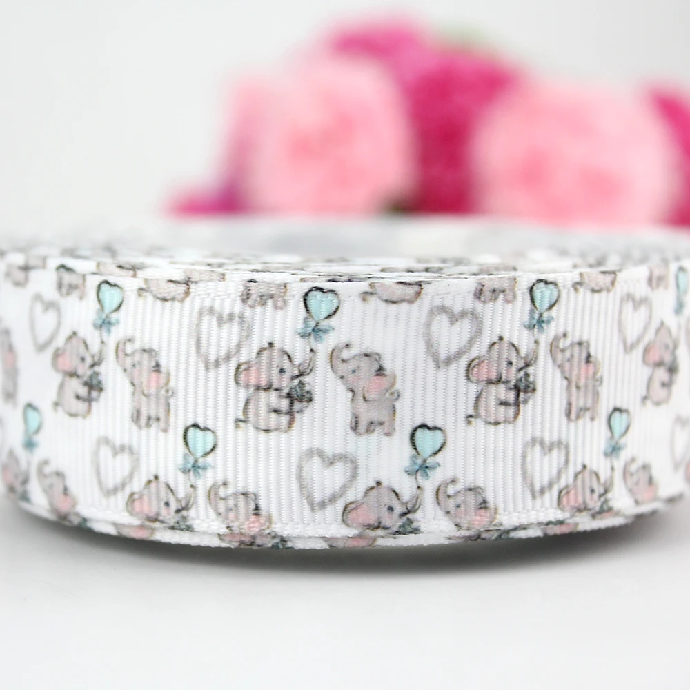 Лента Корсажная из полиэстера 7/8 дюйма с принтом слона 22 мм 10 ярдов|10 yard|gift wrappolyester