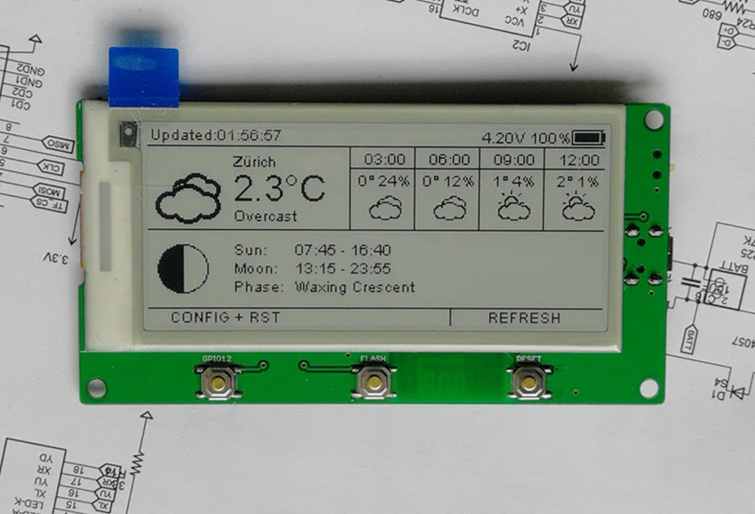 AZSMZ электронная бумага 2," дисплей Esp8266 Wi-Fi EINK YahooApi с открытым исходным кодом github(espaper Погодная станция