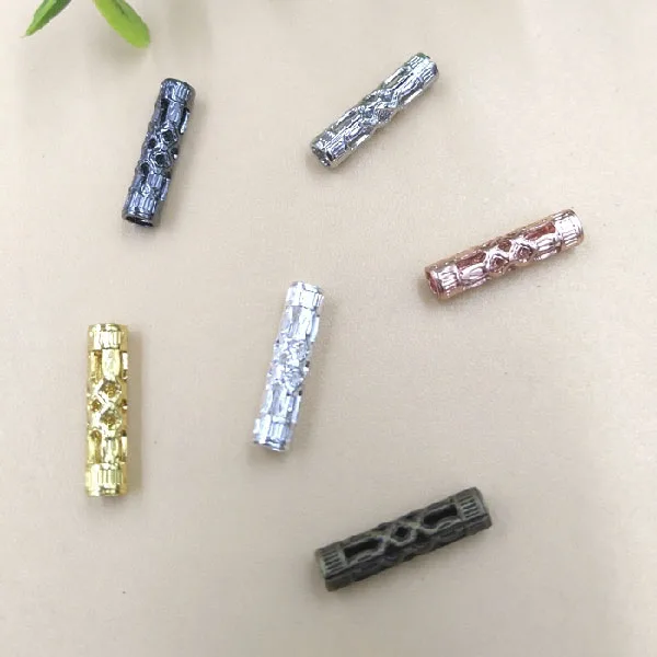 50 шт./лот 12x3mm медные бусины спейсеры пустотелые прямые трубки бисер для 2 ММ шнура