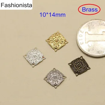 

100 pcs Brass Stamping Crafted Flower Pattern Connectors 10*14mm Gold-color/Silver-color/Bronze/Steel/Raw Brass,DIY Jewelry