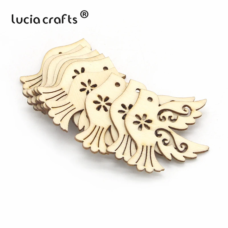 Lucia crafts 10 шт./лот 36*37 мм деревянные птицы узор DIY ручной работы материалы декор скрапбук деревянные ремесла аксессуары E0707