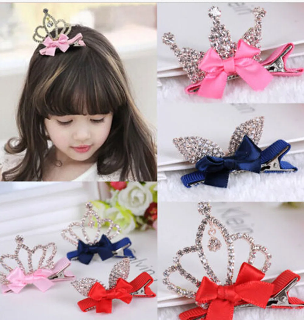 Girls Crown Hair Clip Details About Crystal Baby Kids Shiny Princess Rabbit Ears Accessories For Gift #39 |