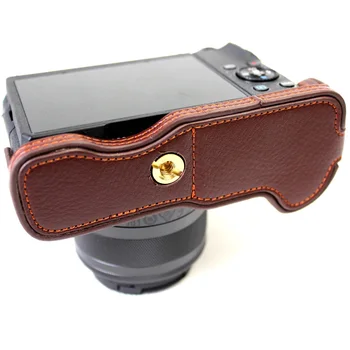 

PU Genuine Leather Half Camera Bag Case Cover For Canon M6 EOSM6 EOS M6 With Storage Bag Bottom Opening Case