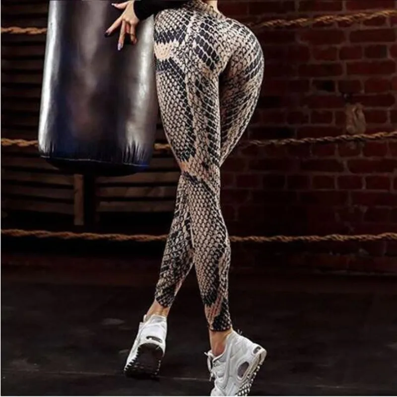 

2019 Gothic Snake Print Sexy Women Fitness Leggings Push Up Quick Dry High Waist Workout Legging Sporting Clothing Pants Leggins