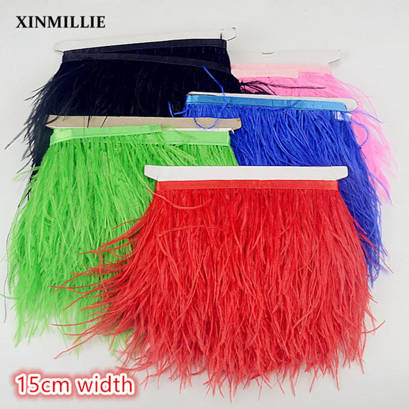 

High Quality 1 Yard/Lot 10-15cm ostrich long Feather Trimming Ribbon For Diy Wedding Party Dresss Decoration Craft Accessories