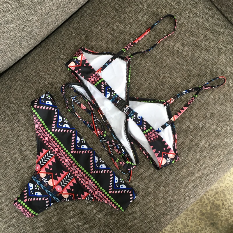 РЕТРО ПРИНТ крест-накрест сексуальный комплект бикини для женщин Maio Feminino Praia винтажный купальник женский купальник пляжная одежда купальный костюм