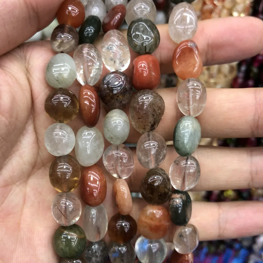 Natural Multi Rutilated Quartz Beads Polished Nugget Bead