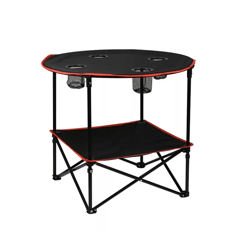 

High Quality Outdoor Round Portable Table Simple Multi-purpose Folding Steel Tube Bracket Fabric Multi-function Folding Table