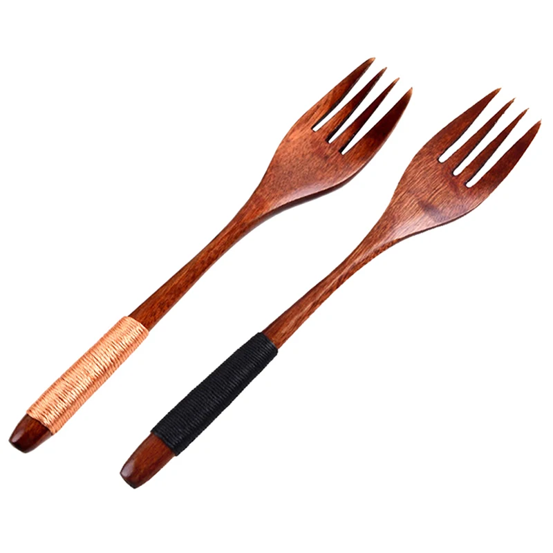 1pc Natural Wooden Forks Aid Guide Japan Style Tableware Sets Four