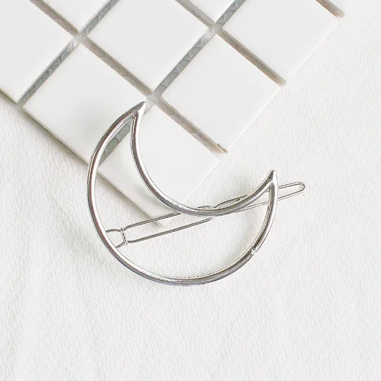 Metal Hair Clips Barrettes Cheveux Hairpins Holder Moon Triangle Circle Hair Pins for Girls Women Hair Styling Hairpin Stick