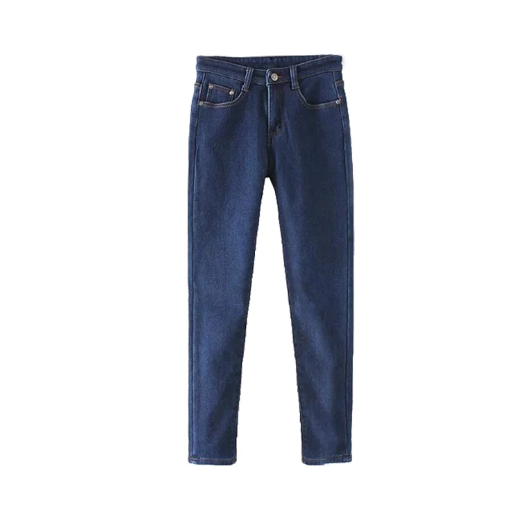

In the winter of 2016 new women's fashion all-match wash old slim jeans with velvet feet thick