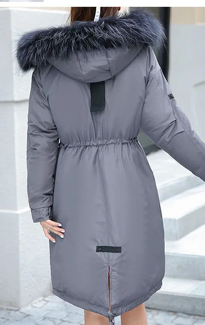 AYUNSUE/зимние теплые базовые Топы, стеганая куртка, женские длинные парки, новинка года, капюшон, Черная Женская одежда, верхняя одежда из искусственного меха, 2XL LX1317