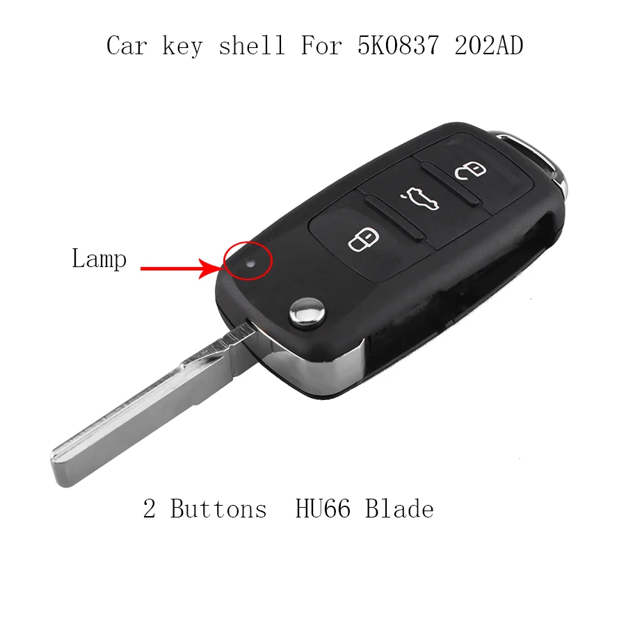 Складной ключ с 3 кнопками для VW Tiguan Golf Sagitar Polo MK6 Touareg Uncut Blade HU66 Fob чехол для 5K0837 202 AD - Количество кнопок: 3 Кнопки