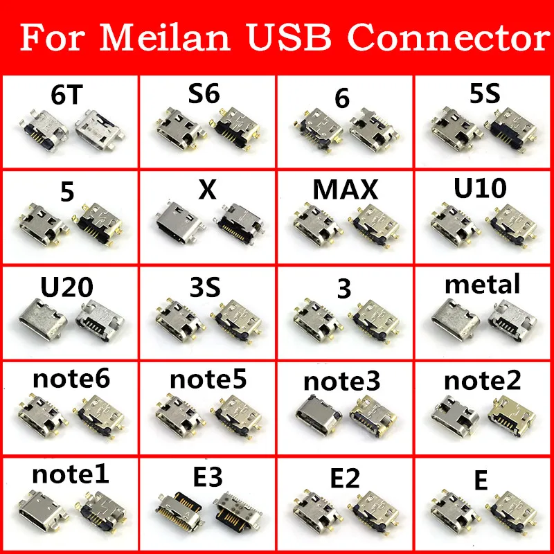 

20 Models Micro USB Connector usb Jack charging Socket Female For meilan 6T S6 5S 3S U20 U10 E3 E2 MAX note6532