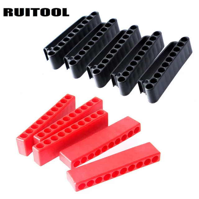 10 Holes Screwdriver Bit Holder 1/4'' Hex Shank Drill Bit Storage Box Case Tool Organizers 10pcs