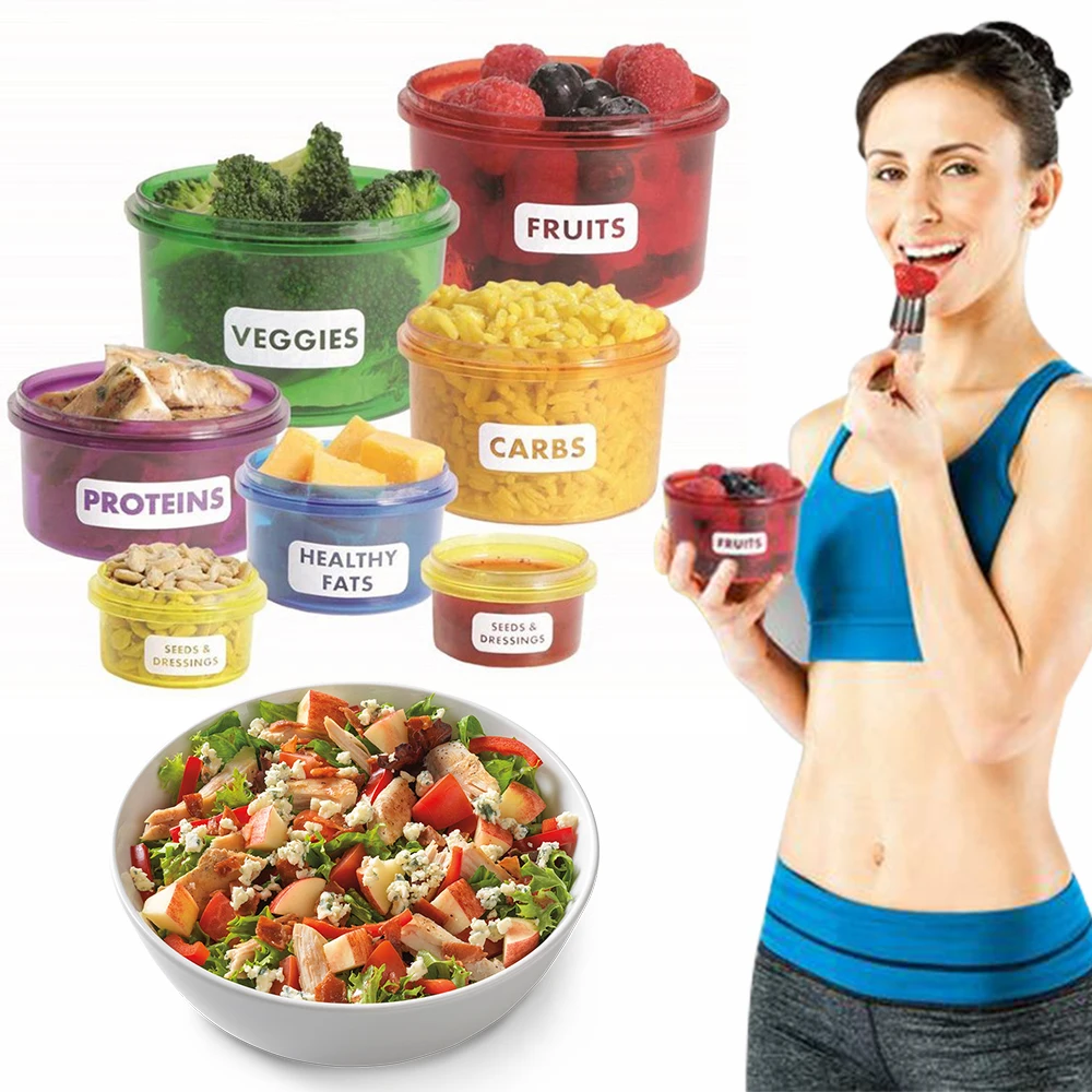 

7Pcs/set Food Box Prep Storage Container Fitness Workout Meal Eating Plan Nutriton Bento Lunch Dinnerware