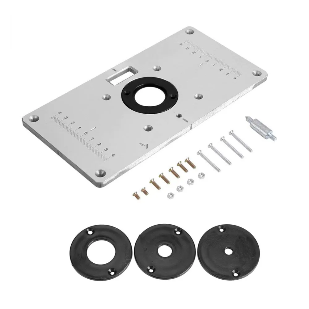 

Aluminum Router Table Insert Plate w/ 4 Rings For Woodworking Benches Router Table Plate 9.3''x4.7''x 0.3''/235x 120 x 8mm