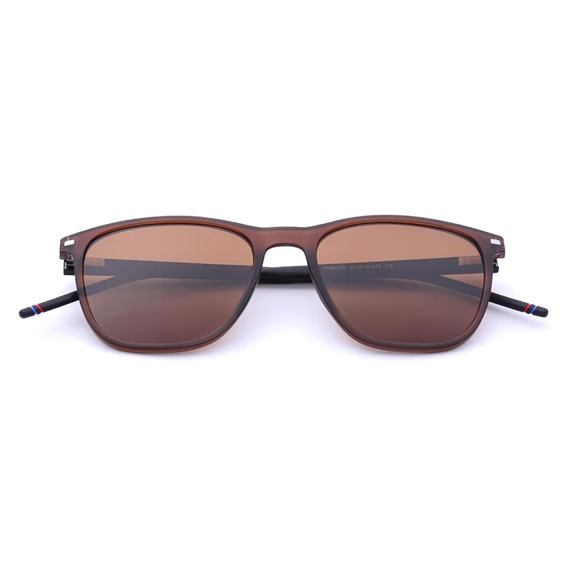 TR90 поляризованных солнцезащитных очков Брендовая дизайнерская обувь на заклепках с квадратным для вождения, рыбной ловли, прозрачные солнцезащитные очки для мужчин высококачественные очки UV400 - Цвет линз: Brow
