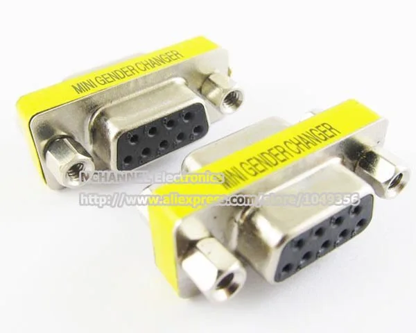 1pc New RS-232 DB9 9-pin Female to D-Sub Female Jack Serial Mini Gender Changer 