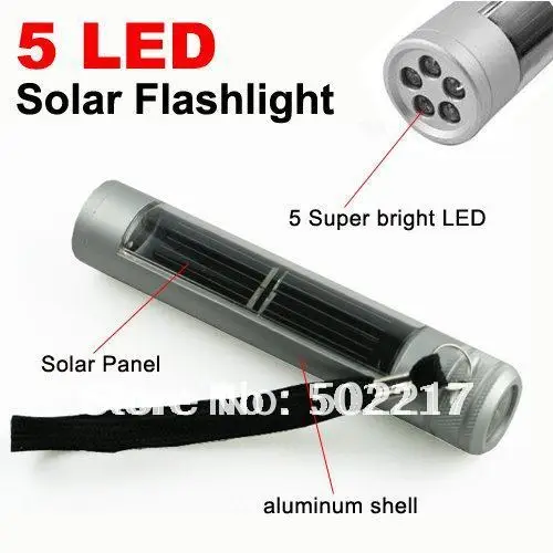 Free Shipping Aluminium Case 5 Led Solar Flashlight Torch Free Shipping Aluminium Case 5 Led Solar Flashlight Torch For Camping 10pcs Lot Christmas Gift