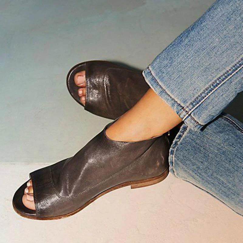 

Women Flats Casual Shoes High Quality PU Female Zip Moccasins Peep Toe Loafers Mother Slip On Soft Flat Shoes Ladies Shoes