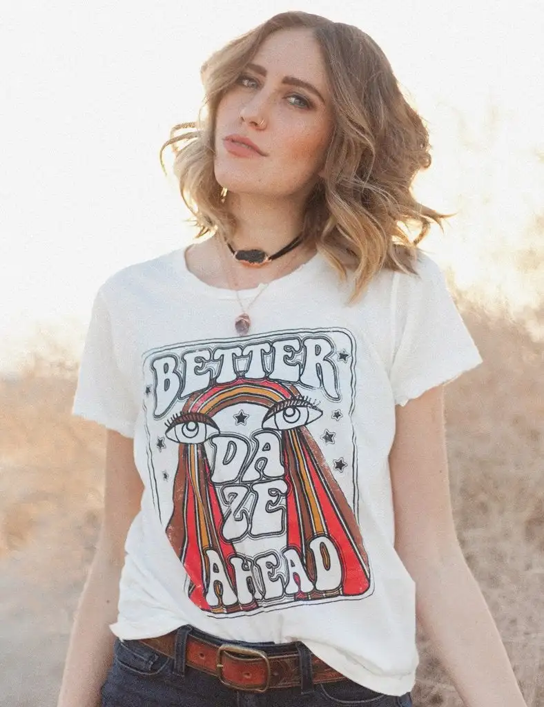 Humor Better Daze позитивная футболка Винтажная Футболка со звездными глазами летняя плюс графическая Радужная одежда Tumblr модная женская футболка