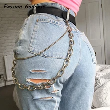 Модные женские джинсовые синие джинсы с цепочкой, джинсы с высокой талией и дырками, уличная одежда, узкие женские джинсы, женские длинные брюки