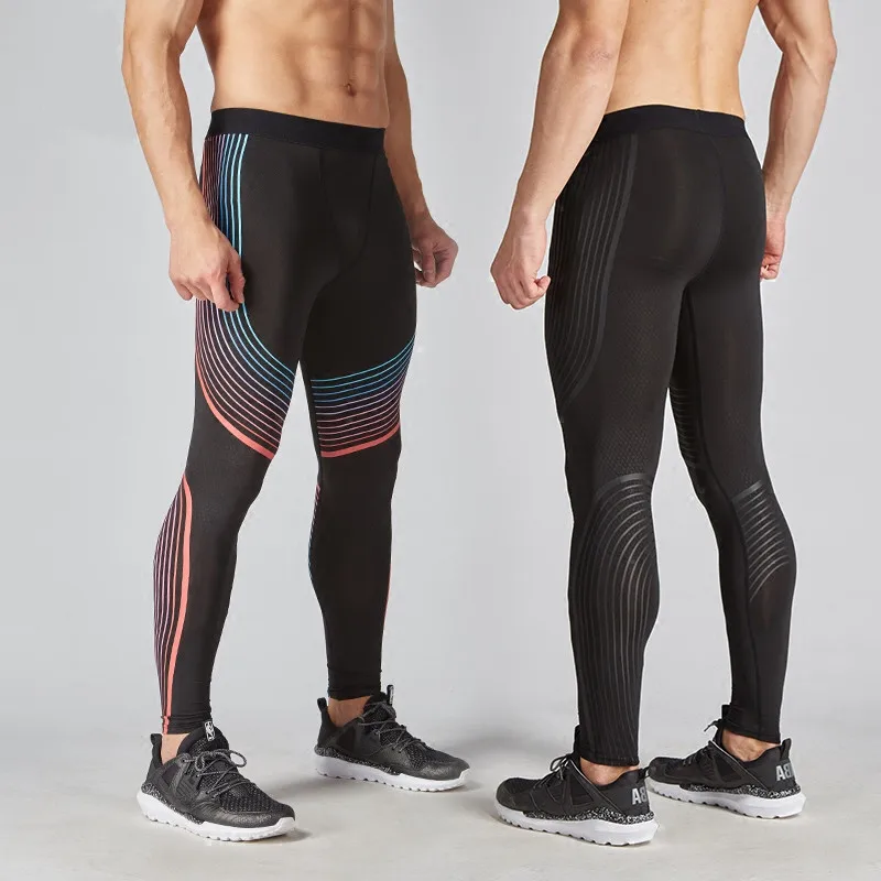 Compression pants men running tights fitness sport leggings pants gym training joggers fitness athletic striped skinny trousers sport9s
