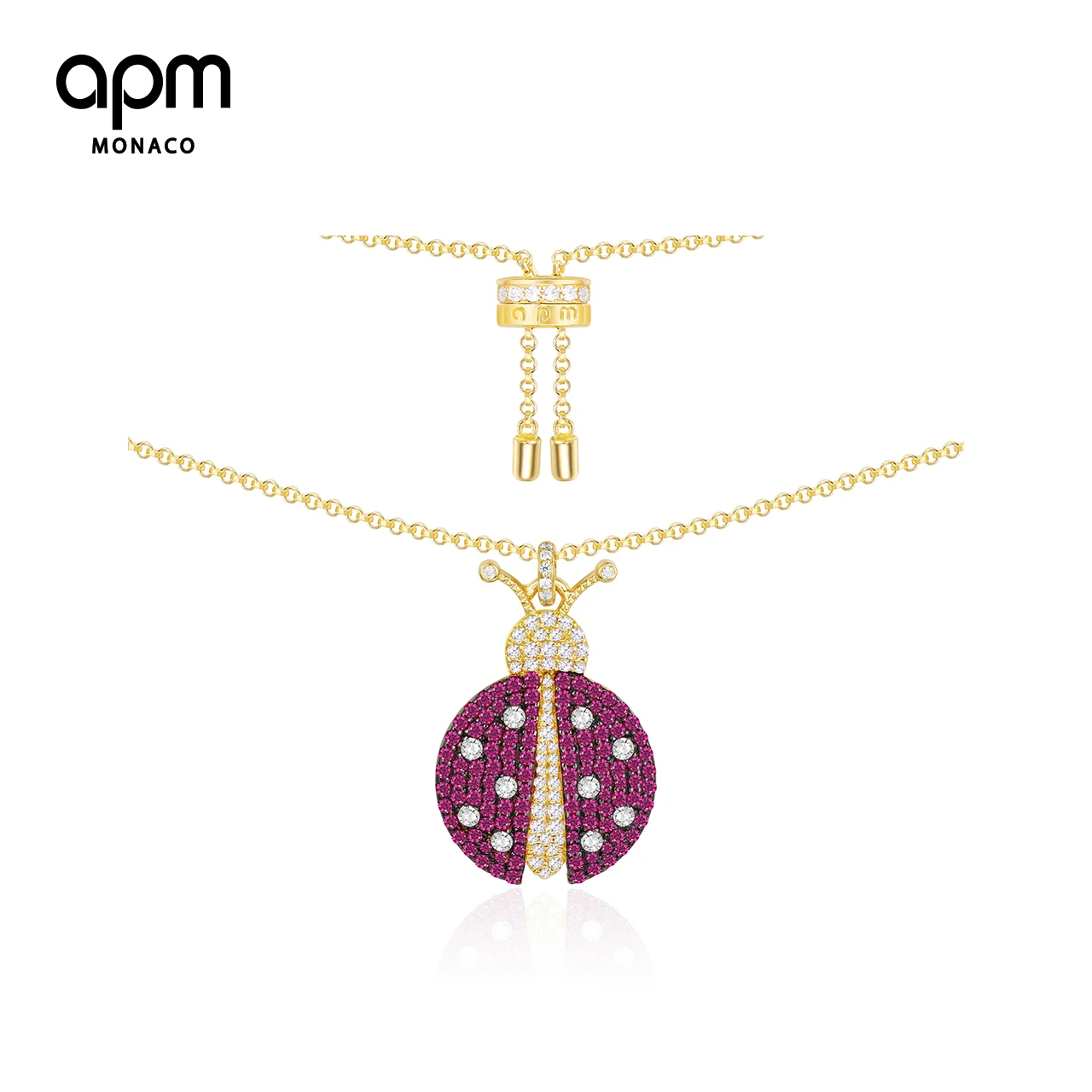 

APM Monaco Genuine AC4424XKRY Golden Ladybug Pendant Silver Female Design Chain