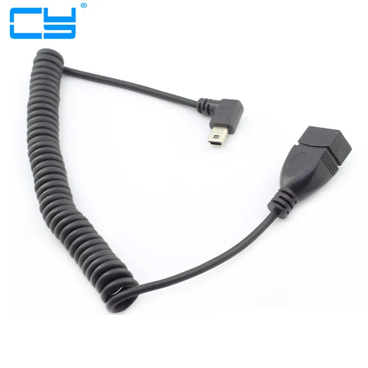 Кабели Mini USB OTG под прямым углом спиральный кабель для передачи данных интерфейс |