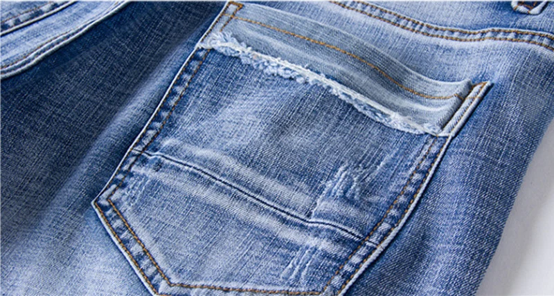 Новые Большие размеры Свободные большой карман девять очков джинсы весна и осень эластичные прямые талии мыть светло голубой 6XL