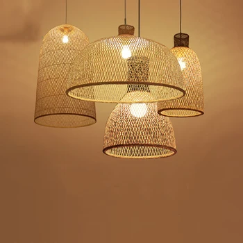 

Simple Nordic Bamboo Art Pendant Lights Wood Wicker Chinese Pendant Lamp Suspension Home Indoor Dining Room Kitchen Cateen