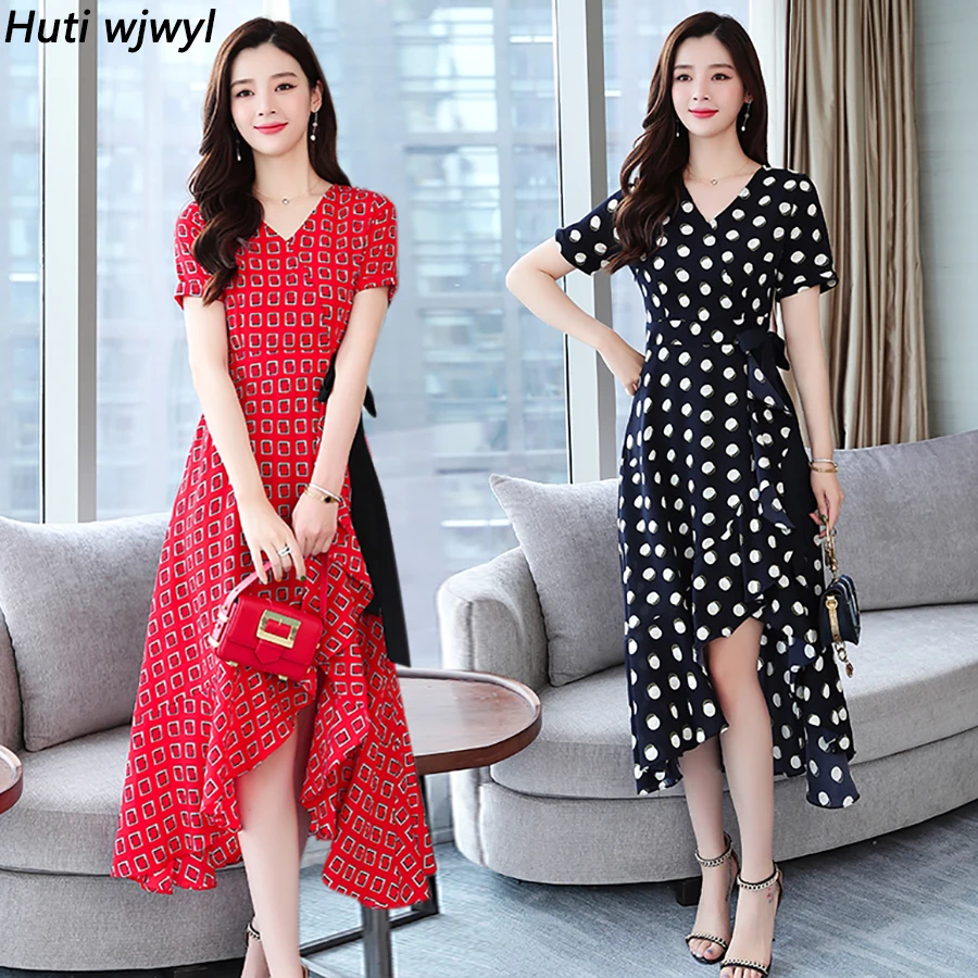 

Plus Size Summer Vintage Chiffon Black Sexy Midi Dress 2019 Korean Women Elegant Bodycon Boho Beach Sundress Party Red Vestidos