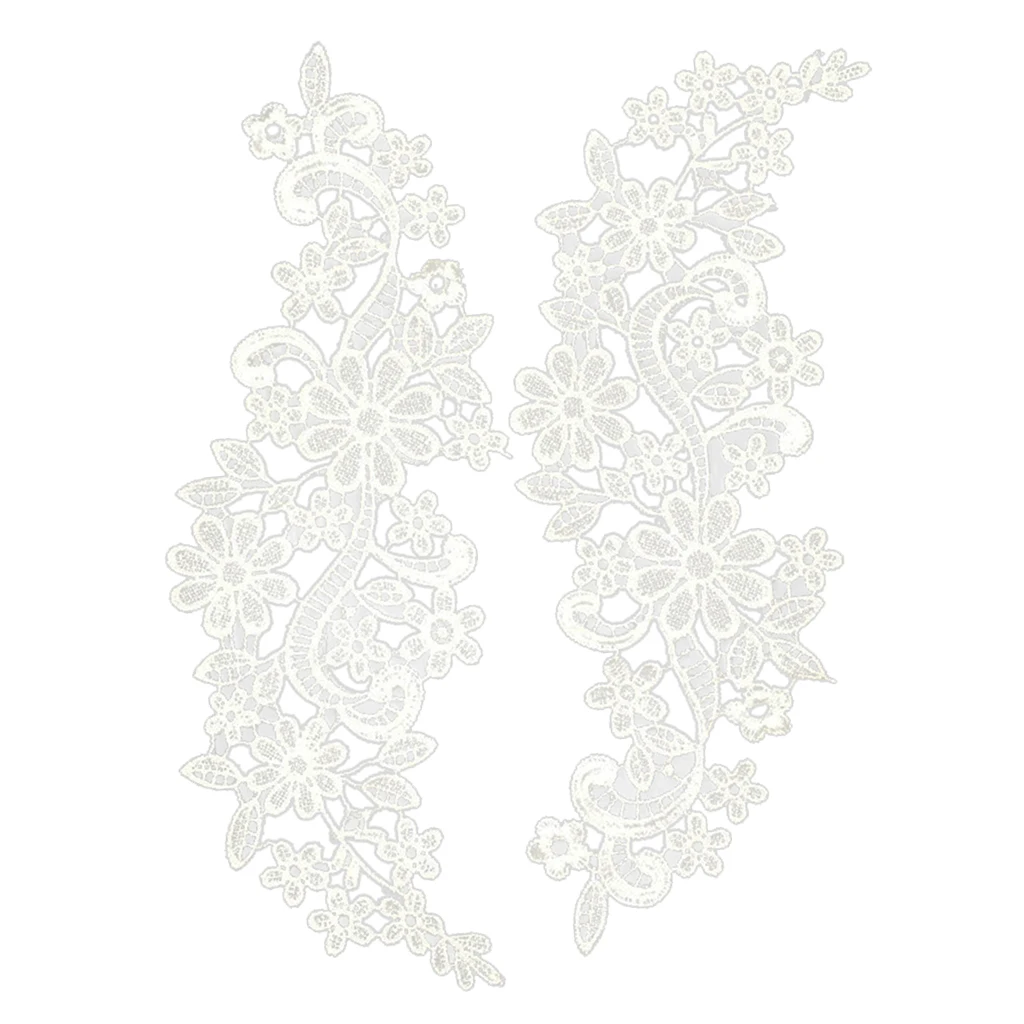 White Floral Venise Lace Applique Embroidered Guipure Sewing Lace Motif Trims for Sewing Clothing Dress DIY Crafts Supllies