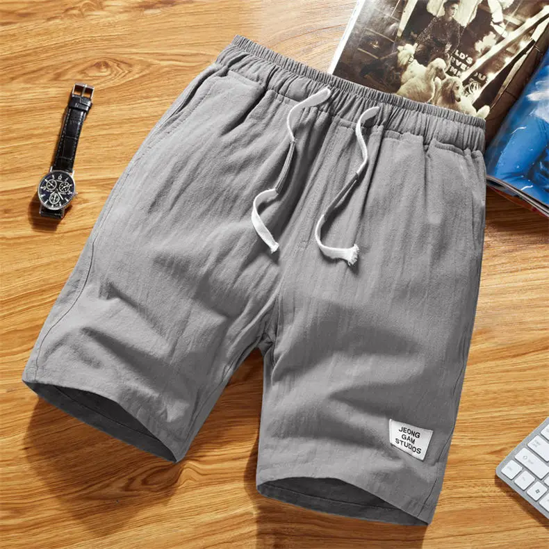 8Colors MuLs Summer Men Shorts 2018 Quality Cotton Linen Shorts Men Elastic Waist Breathable Male Shorts Knee Length Breechcloth-6