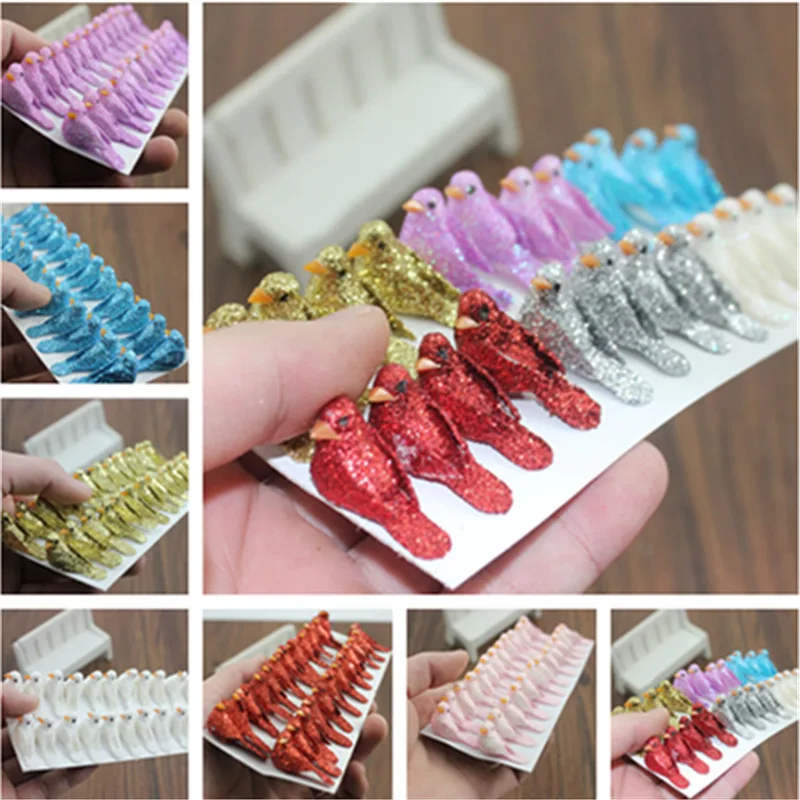 

24pcs Foam Cute Bird Handmake Artificial Flower Head Wedding Decoration DIY Wreath Gift Box Scrapbooking Craft Fake Flower